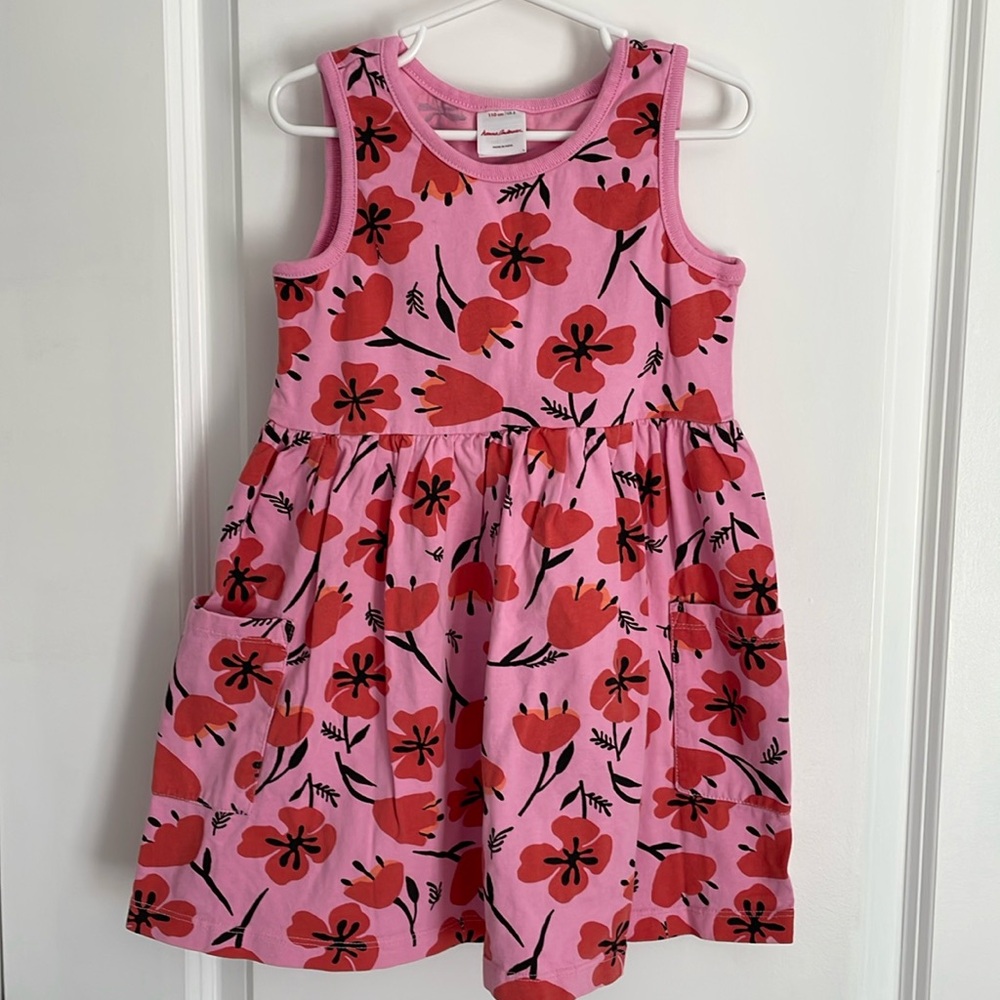 Hanna Andersson floral print sleeveless skater dress with pockets